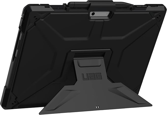 URBAN ARMOR GEAR UAG Designed for Microsoft Surface Pro 11/10/9 Case with Multi-angle Kickstand & Pen Holder Compatible with Type Cover Keyboard Rugged Protective Cover Heavy Duty, Metropolis SE Black