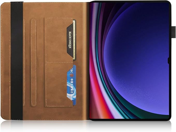 Case for Samsung Galaxy S10 Ultra 2024/Tab S9 Ultra 2023/ Tab S8 Ultra 2022 14.6 inch, Business PU Leather with Card Slot Pen Holder Multi-Angle Stand for Model SM-X920/X900/X910-Orange