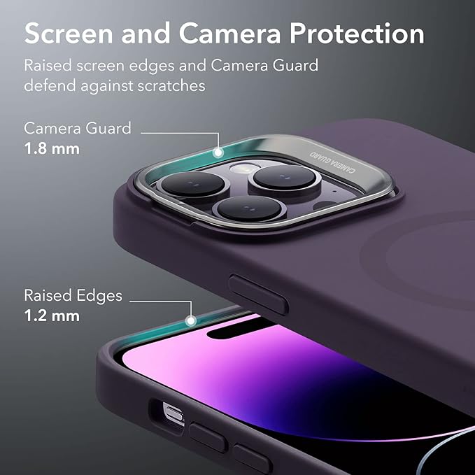 ESR for iPhone 14 Pro Max Case,Compatible with MagSafe Case with Silicone,Military-Grade Protection,Built-in Camera Ring Stand,Magnetic Phone Case for 14 Pro Max,Cloud Kickstand Case HaloLock Purple