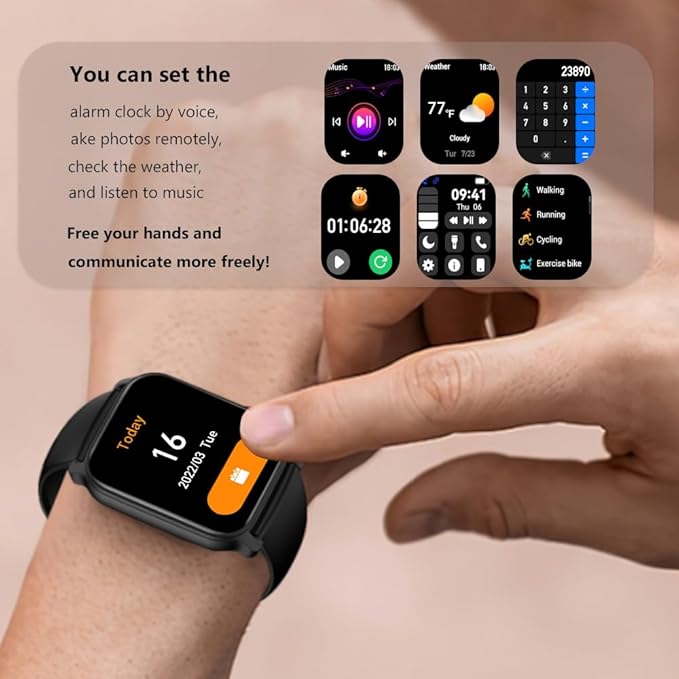 QTLLBT Smart Watch for Men Women 1.83 inch Screen Compatible iOS Android IP68 Waterproof 100+ Sports Bluetooth Fitness Watch Sleep Heart Rate Monitor (Pink)