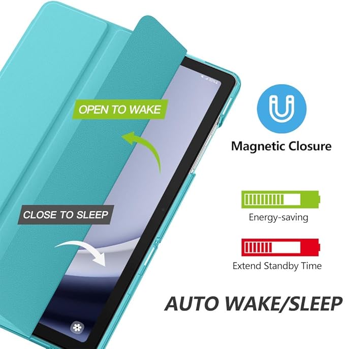 MoKo Case for Galaxy Tab A9+/A9 Plus 11 inch 2023, Slim Stand Protective Smart Cover with Hard PC Translucent Back Shell for Tab A9 Plus Tablet (SM-X210/X216/X218), Auto Wake/Sleep, Azure