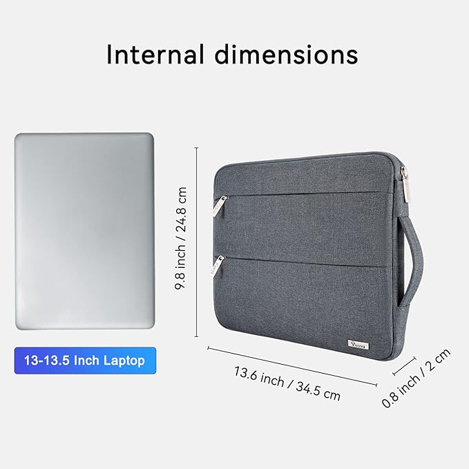 Voova 13 13.6 Inch Laptop Sleeve Case Compatible with MacBook Air 13 M1/M2/M3/M4 2020-2025, MacBook Pro 13/14, IPad Air/Pro 13, Waterproof Slim Computer Bag Cover with Handle, Dark Grey