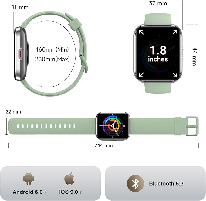 Smart Watches for Women Men, 1.85" AMOLED Screen Smartwatch Compatible iPhone Android Phone (Answer/Make Call), 24/7 SpO2 Sleep Heart Rate Monitor,3ATM Waterproof, Fitness Tracker Watch 120+ Sport