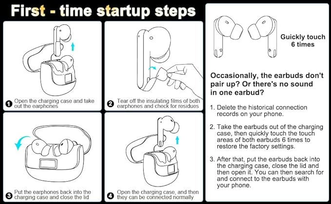 Active Noise Canceling Wireless Earbuds,Big Bass Stereo Sound,4 Mic ENC AI Clear Calls With Low-latency For Phone&Pad&TV,40H Playtime LED Display,IPX5 Waterproof Earphones,Bluetooth 5.4 Earbuds