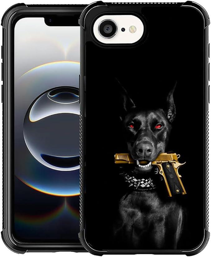Compatible with iPhone 16e Case,Dog Gun Phone Cover for Men/Women,Soft TPU Anti-Skid Thread and Four Corner Anti-Collision Protection Case Compatible with iPhone 16e 6.1inch