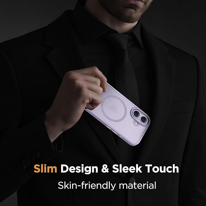 Miracase Magnetic for iPhone 17 Case (Compatible with MagSafe) with Screen Protector Military-Grade Protection, Anti-Fingerprint Translucent Matte Phone Cover for iPhone 17 6.3 inch, Light Purple