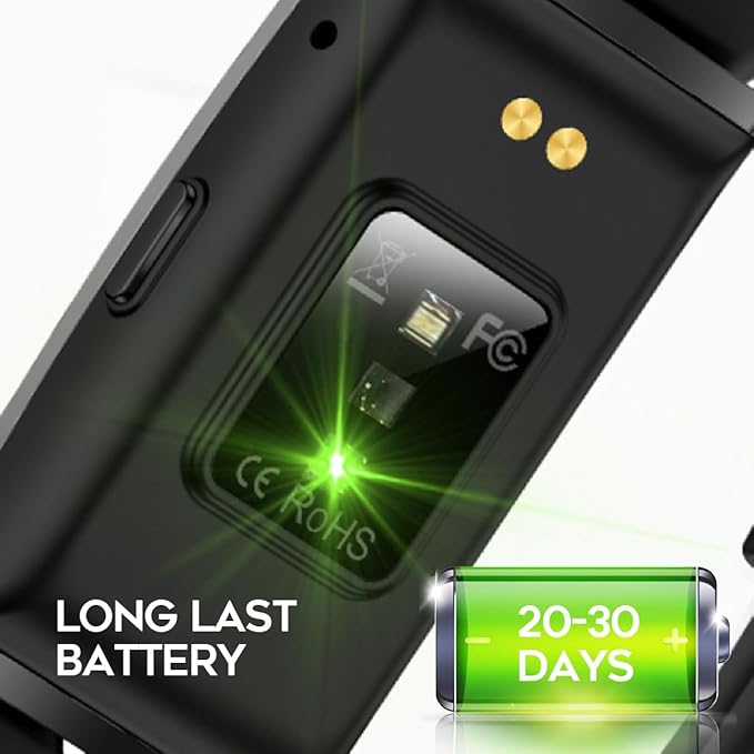 Smart Bracelet Activity Fitness Tracker, Health Wristband, Screenless Ultra Lightweight 17g Wearable 24/7 BP Health Monitor, 100+ Modes, Improve Sleep, Heart Rate Tracking for Women Men Free App