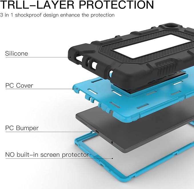 Rantice A7 Lite 2021 (SM-T220/T225), Hybrid a7 Lite Case 8.7 Inch with Kickstand, Shockproof Rugged Case for Kids Boys Girls (Black+Blue)