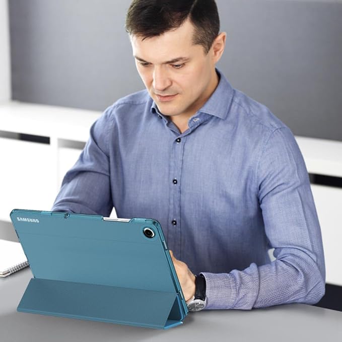 MoKo Case for Galaxy Tab A9+/A9 Plus 11 inch 2023, Slim Stand Protective Smart Cover with Hard PC Translucent Back Shell for Tab A9 Plus Tablet (SM-X210/X216/X218), Auto Wake/Sleep, Peacock Blue