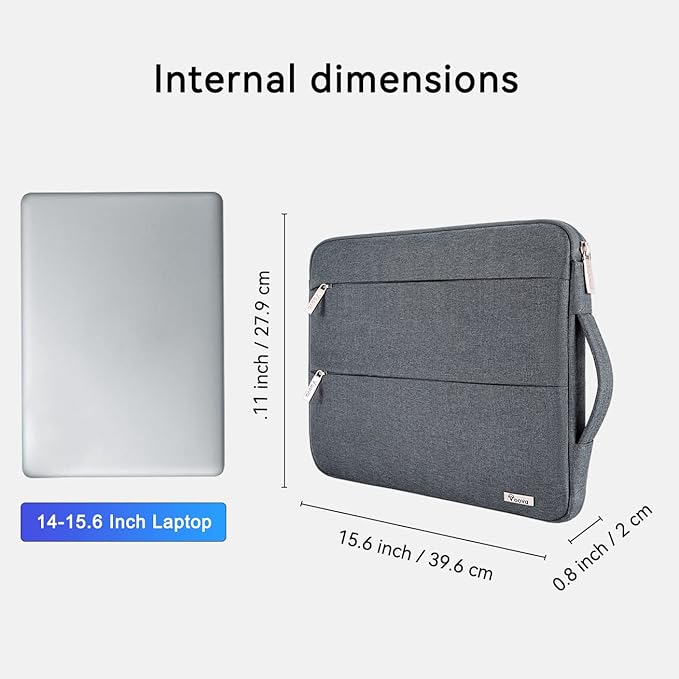 Voova 15.6 16 Inch Laptop Sleeve Case Compatible with MacBook Pro 16 M1/M2/M3/M4 Max 2019-2025, 15.6-16” Hp Lenovo Acer Asus, Waterproof Slim Computer Bag Cover with Handle, Dark Grey