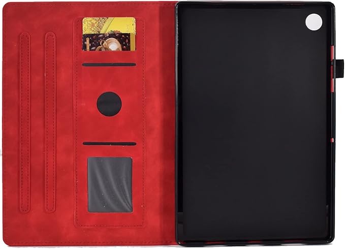 Case for Samsung Galaxy Tab A9+/A9 Plus 11 Inch 2024 2023 (SM-X210/X216/X218), PU Leather Cover Embossed Flower Multi-Angle Stand with Auto Wake/Sleep Case for Galaxy Tab 11 Inch,Red