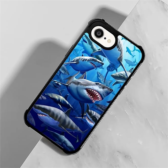 Compatible with iPhone 16e Case,Shark Clan Phone Cover for Men/Women,Soft TPU Anti-Skid Thread and Four Corner Anti-Collision Protection Case Compatible with iPhone 16e 6.1inch