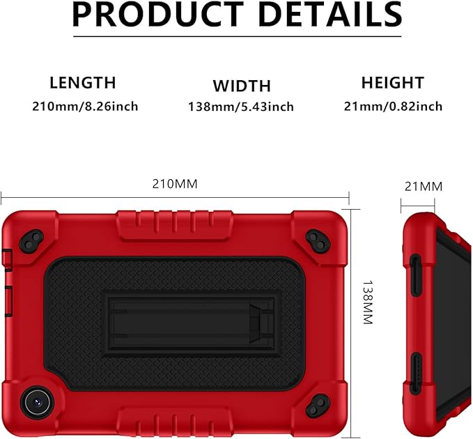 for TCL Tab 8 LE Tablet Case,Shoulder Strap Soft Silicone&Hard Back Shockproof Kids Friendly Case for TCL Tab 8 LE/TCL Tab 8 WiFi/TCL TAB 8V/TCL Tab 8 SE/TCL Tab 8 Plus 8 Inch(Red/Black)