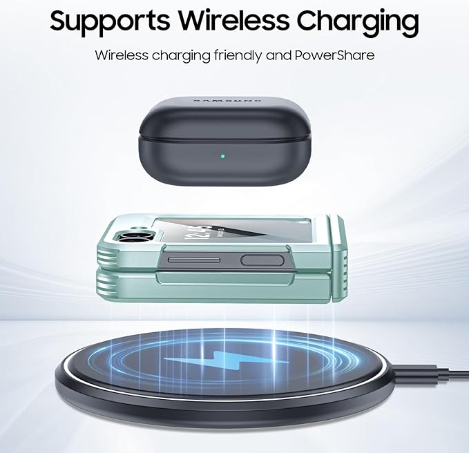 CENMASO for Galaxy Z Flip 6 Case/Z Flip 7 FE Case with Hinge Protection & Built-in Screen Protector, Ultra-Thin Full-Body Shockproof Protection Phone Case for Z Flip 6/Flip 7 FE-Mint Green