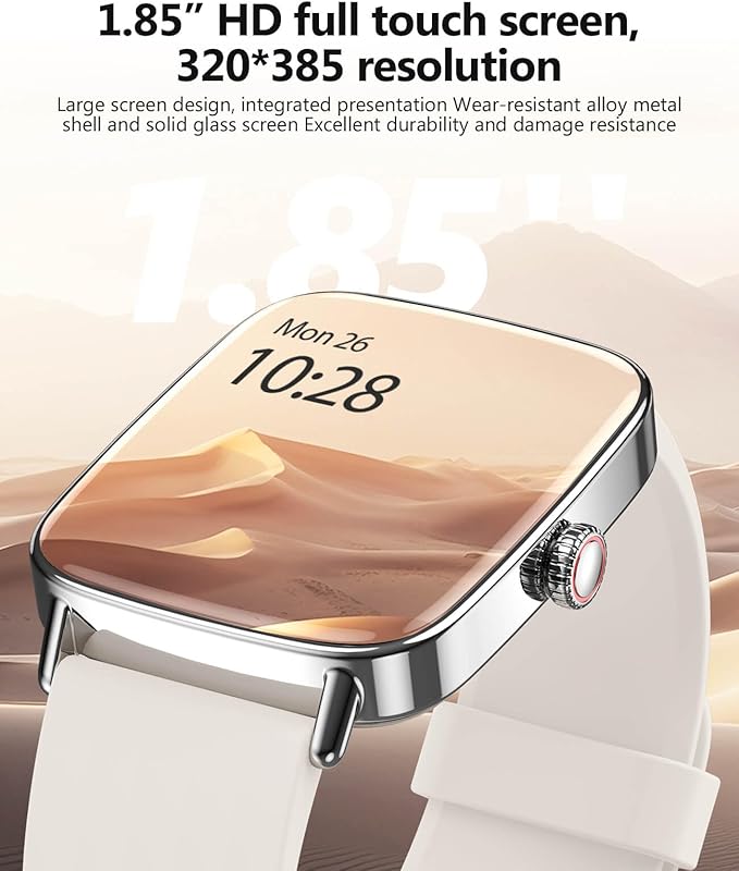 2025 Smart Watches for Women Men, 1.85" AI Voice Smartwatch, 24/7 Heart Rate Monitor, Stress/SpO2/Sleep Tracker, IP68 Waterproof, Weather, 100+ Sports Fitness Tracker for Android iOS Khaki