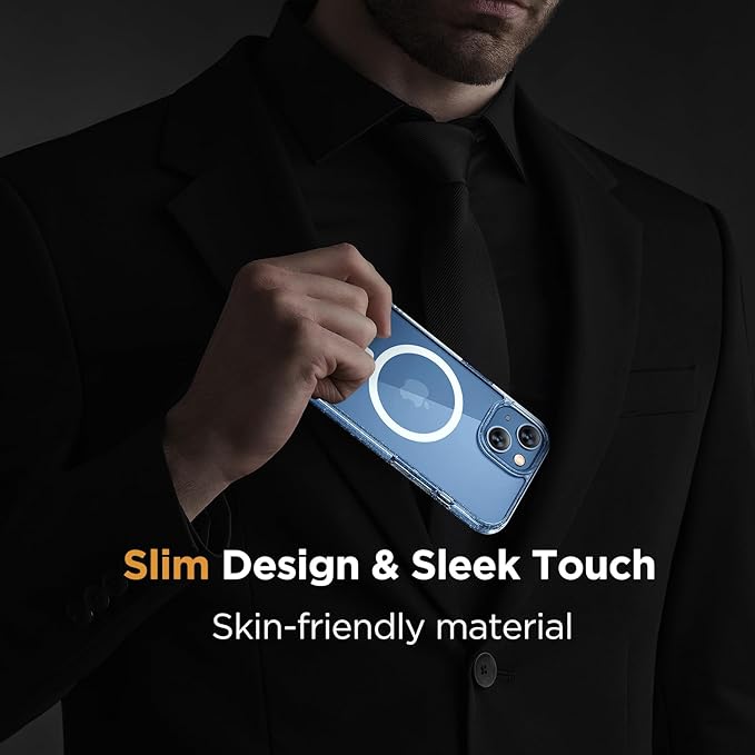 Miracase Magnetic for iPhone 13 Case 6.1 inch (Compatible with MagSafe)(with 2X Screen Protectors) Military-Grade Protection, Anti-Fingerprint Translucent Matte Phone Case Cover, Glitter Clear