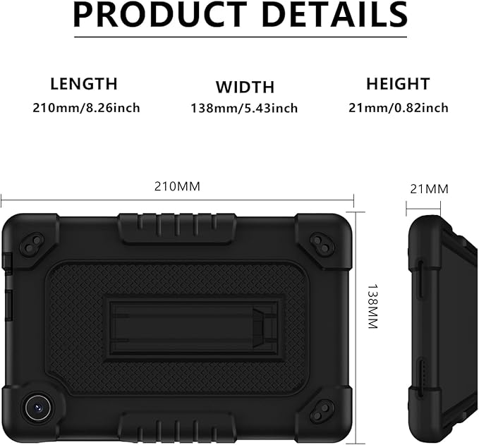 for TCL Tab 8 LE Tablet Case,Shoulder Strap Soft Silicone&Hard Back Shockproof Kids Friendly Case for TCL Tab 8 LE/TCL Tab 8 WiFi/TCL TAB 8V/TCL Tab 8 SE/TCL Tab 8 Plus 8 Inch(Black/Black)