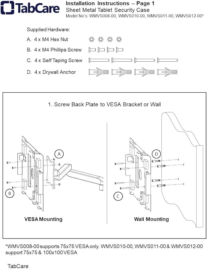 TABcare Locking Anti-Theft Metal Case for Samsung Galaxy TAB A 10.1 2019 Tablet for Kiosk, POS, Store, Show Display, Time Clock (TAB A 10.1 2019 SM-T510, Black)