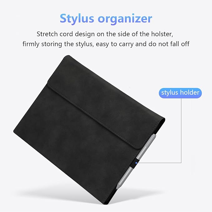 Case for 10-inch Microsoft Surface Go 4/3/2/1, Multiple Angle Viewing, Stylus Holder, Light Heat Dissation, Compatible with Type Cover Keyboard, Black