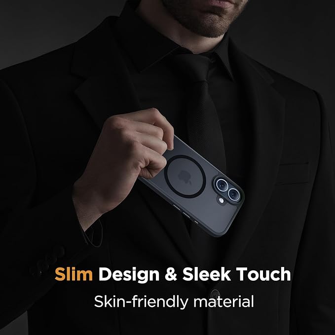 Miracase Magnetic for iPhone 17 Case (Compatible with MagSafe) with Screen Protector Military-Grade Protection, Anti-Fingerprint Translucent Matte Phone Cover for iPhone 17 6.3 inch, Black