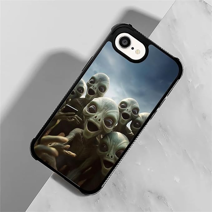 Compatible with iPhone 16e Case,Alien Selfie Phone Cover for Men/Women,Soft TPU Anti-Skid Thread and Four Corner Anti-Collision Protection Case Compatible with iPhone 16e 6.1inch