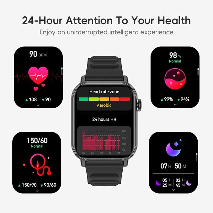 Smart Watch Sports Pedometer Fitness Tracker Bluetooth Call Heart Rate/Blood Oxygen/Sleep Monitor, 100 Sports Modes Waterproof for iOS Android Men's Women's Smart Watch (Blue)