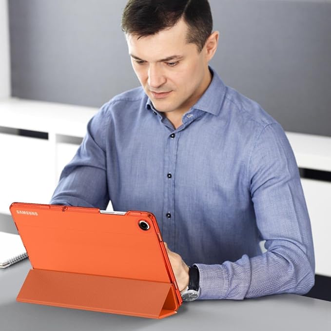 MoKo Case for Galaxy Tab A9+/A9 Plus 11 inch 2023, Slim Stand Protective Smart Cover with Hard PC Translucent Back Shell for Tab A9 Plus Tablet (SM-X210/X216/X218), Auto Wake/Sleep, Orange