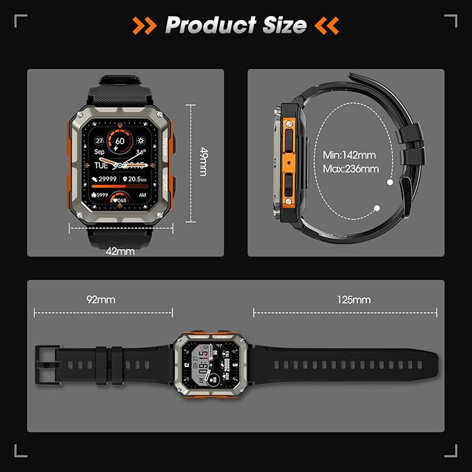 Military Smart Watch for Men with Blood Pressure (Answer/Make Call), Rugged Tactical Smartwatch for Android and iPhone, 10 ATM Waterproof Outdoor Sports Fitness Tracker with Heart Rate, Sleep Monitor