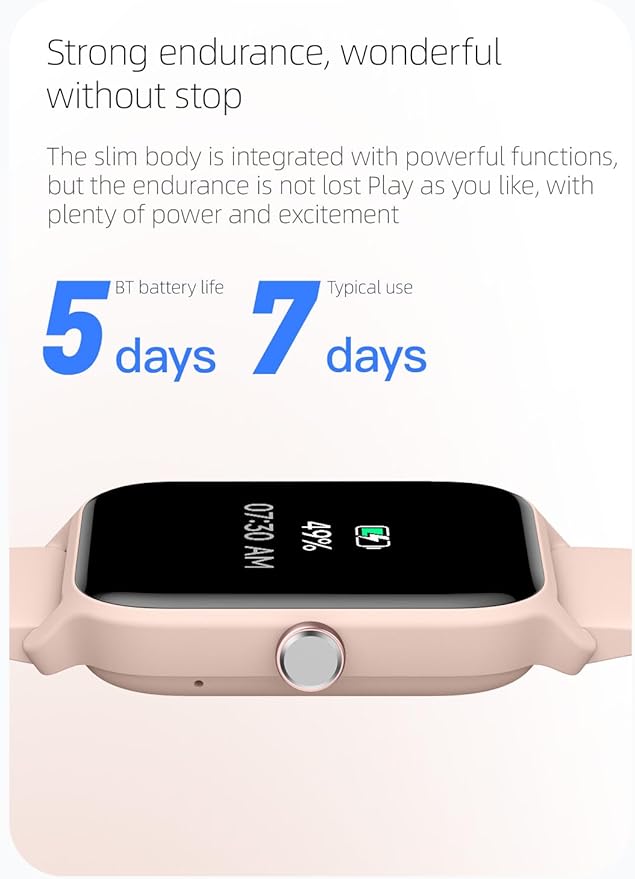 OCTANDRA Move 2 VeryFit 1.8" Bluetooth Answer Call Alexa Smart Watch Heart Rate Blood Oxygen Saturation Sleep Monitor Step Counter IP68 Activity Fitness Tracker Watches for Men Women (IDW13) (Pink)