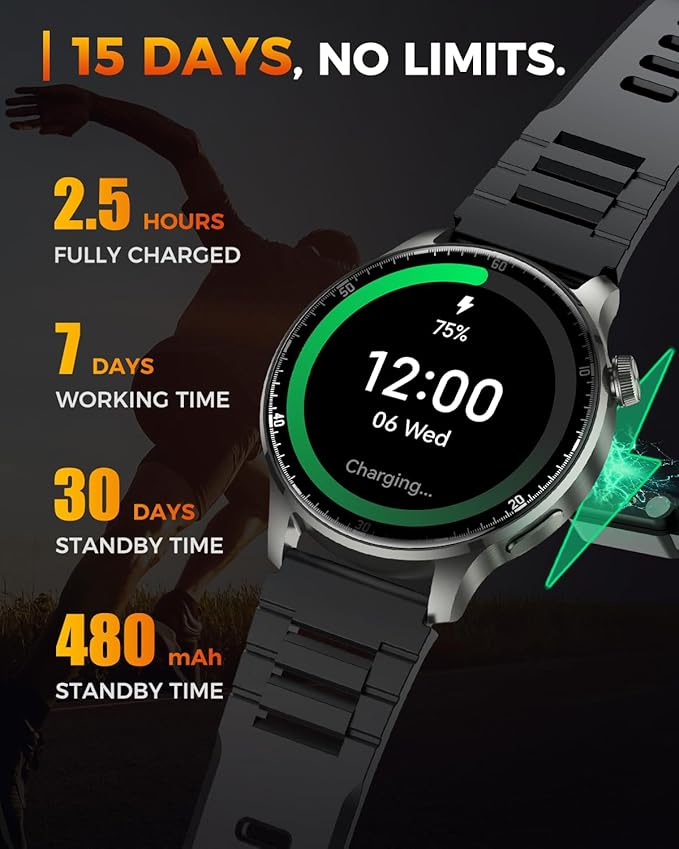 Smart Watches for Men Women with GPS & Compass, 1.52" AMOLED Smartwatch, Fitness Activity Tracker Watches with 170+ Sport Modes Sleep Monitor Step Counter for Android iPhone (Black, 1.52)