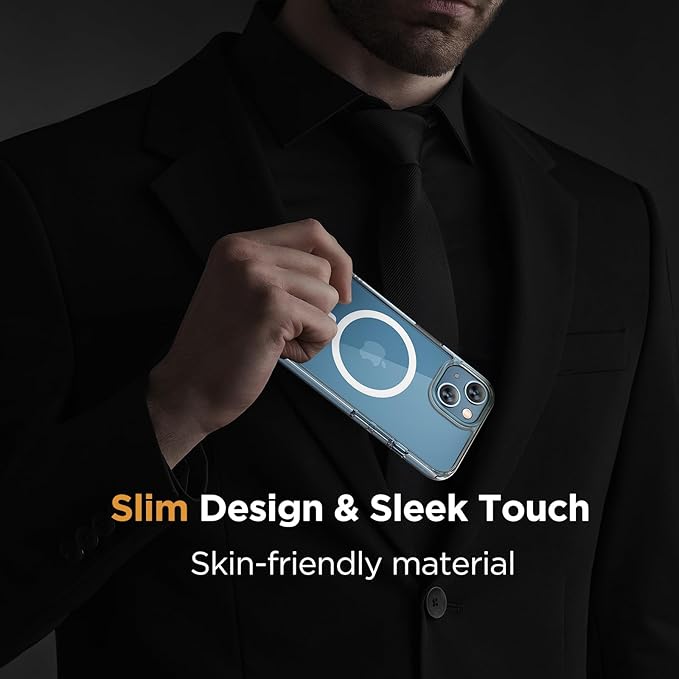 Miracase Magnetic for iPhone 13 Case 6.1 inch (Compatible with MagSafe)(with 2X Screen Protectors) Military-Grade Protection, Anti-Fingerprint Translucent Matte Phone Case Cover, Clear