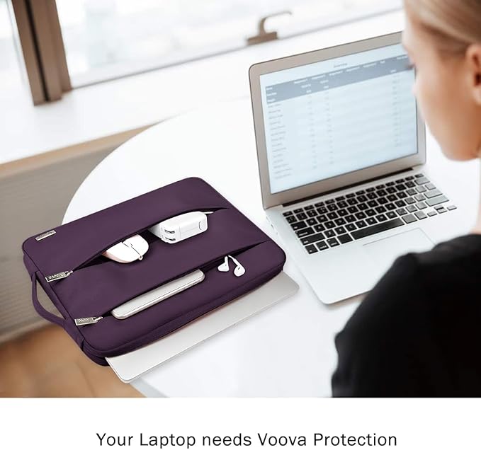 Voova 15.6 16 Inch Laptop Sleeve Case Compatible with MacBook Pro 16 M1/M2/M3/M4 Max 2019-2025, 15.6-16” Hp Lenovo Acer Asus, Waterproof Slim Computer Bag Cover with Handle, Dark Purple