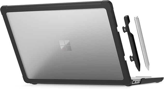 STM Dux Case for Microsoft Surface Laptop 13.5" (6th Edition) – Rugged Slim Protective Shell with Transparent Back, Non-Slip Feet, Open-Hinge Cooling, TPU Clip-On Design – Full Port Access - Black