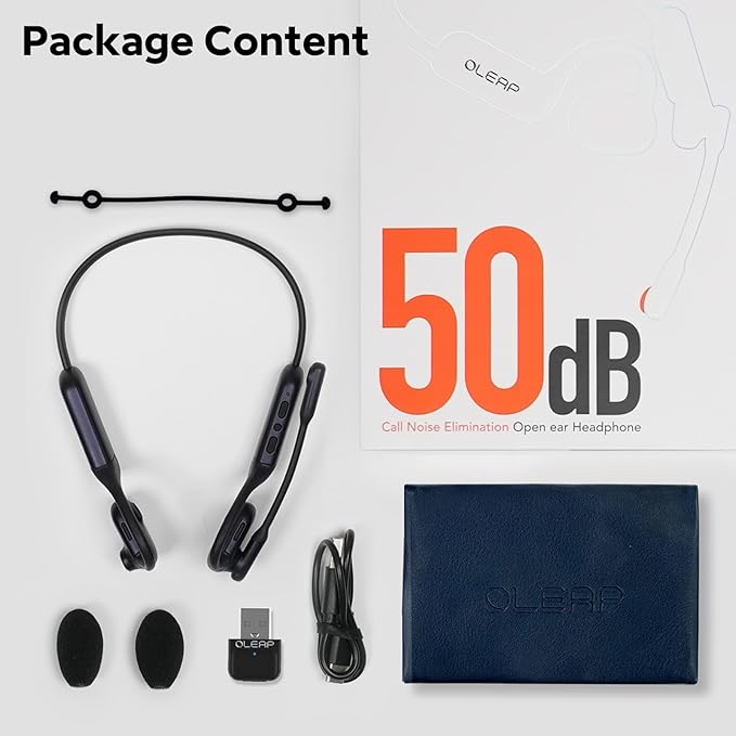 Pilot P200b Pro Wireless Headset with Mic for Work,50dB AI Noise Cancelling Microphone Headphones for Call,Bluetooth 5.3 Open Ear Headphones with Mic for WFH,Mobile Office,Meetings,PC & Phone