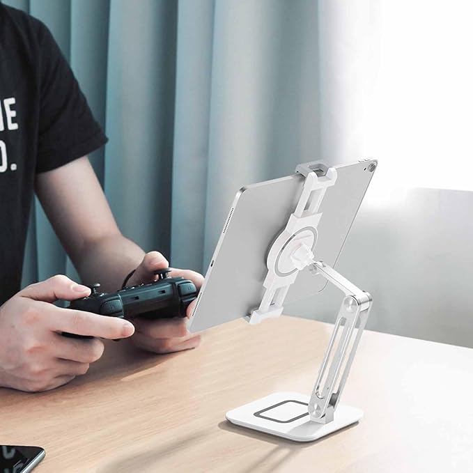 Tablet Stand,Phone Stand,Adjustable Height and Angle Folding Aluminum,Suitable for Desktop use, Compatible with 4.7-12.9" Tablet,Phone,iPads & More,VC-Z1718(1Packs,Silvery)