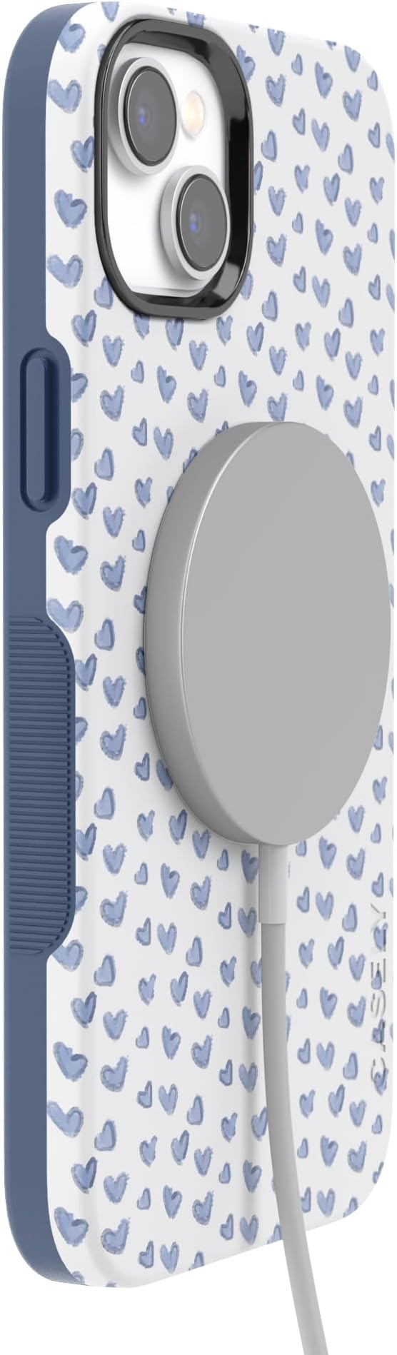 Casely iPhone 14 Case | Lovebug | Blue Hearts | Compatible with MagSafe | Bold Protective Design