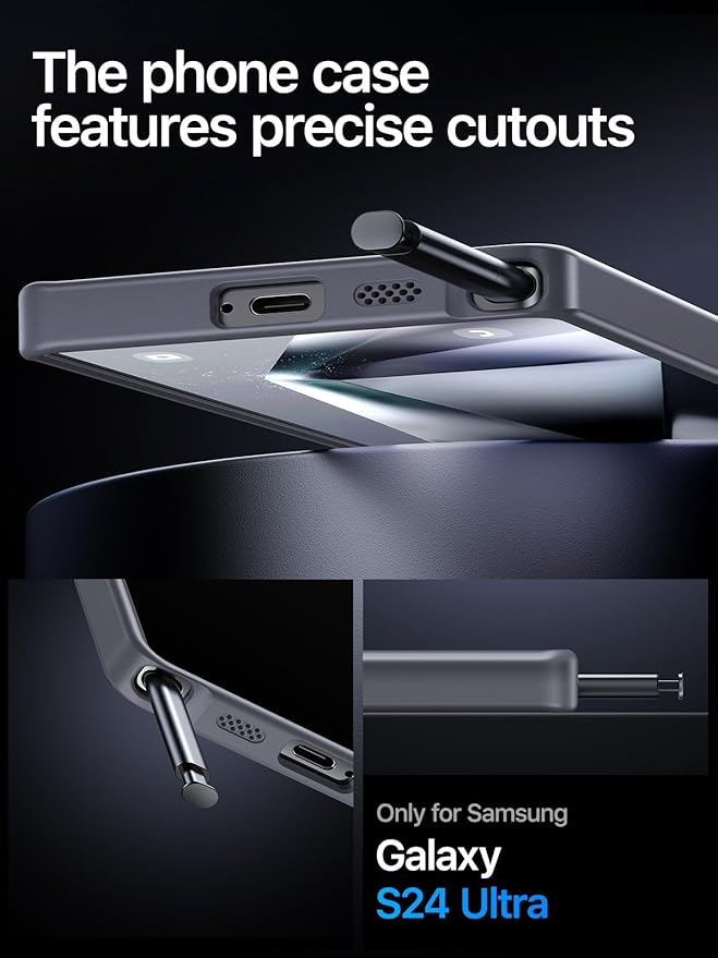 QTlier Phone case for Galaxy S24 Ultra& S25 Ultra- 360 Rotatable Magnetic Ring Stand, Military-Grade Protection, Raised Camera Frame (Grey, S25 Ultra)