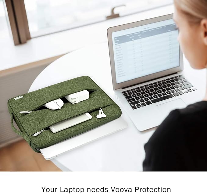 Voova 15.6 16 Inch Laptop Sleeve Case Compatible with MacBook Pro 16 M1/M2/M3/M4 Max 2019-2025, 15.6-16” Hp Lenovo Acer Asus, Waterproof Slim Computer Bag Cover with Handle, Army Green