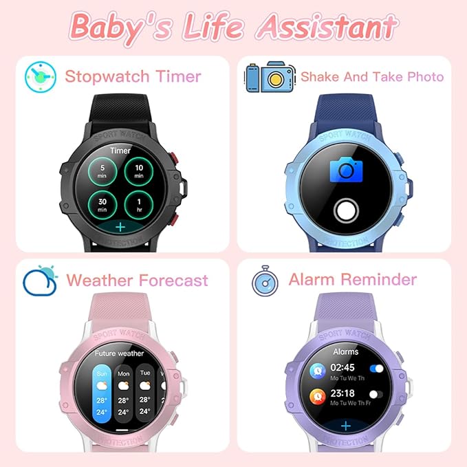 Upgraded Kids2 Smart Watches for Kids, 1.27" HD Screen Game Smart Watch for Boys Girls, IP67 Waterproof, Heart Rate/Sleep Monitoring, Sports Modes Activities Tracker, Compatible for Android iOS