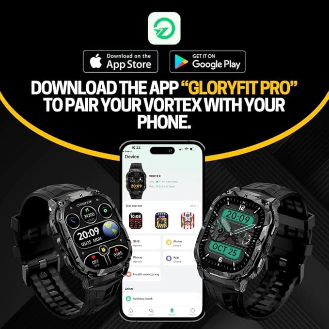 CARBINOX Vortex Smartwatch (Answer/Make Calls), Military-Grade Rugged Fitness Tracker, IP69K Waterproof, Sport Design for Active Lifestyles