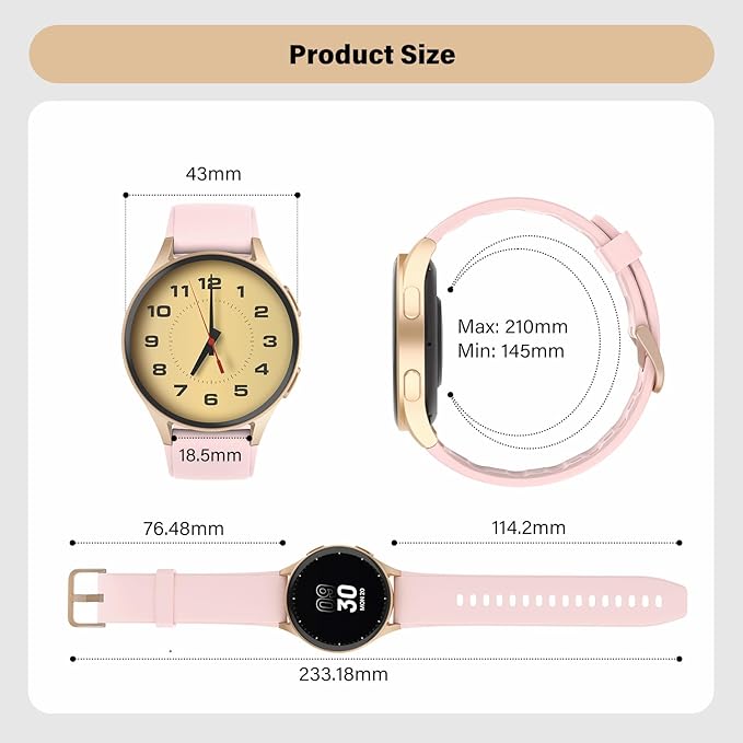 Smart Watch for Women, Built-in Alexa, GPS, HRV, VO2 Max, Blood Oxygen, Sleep & Stress Monitor, Compass, Altimeter, 1.32" AMOLED, Fitness & Women’s Health, Waterproof, iPhone Compatible, Notification