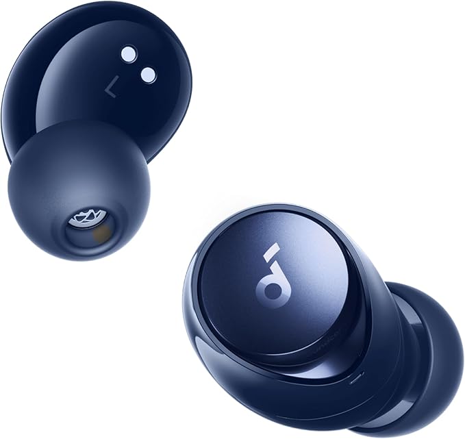 soundcore by Anker Space A40 Auto-Adjustable Active Noise Cancelling Wireless Earbuds, Reduce Noise by Up to 98%, 50H Playtime, Hi-Res Sound, Comfortable Fit, App Customization, Wireless Charge (Blue)