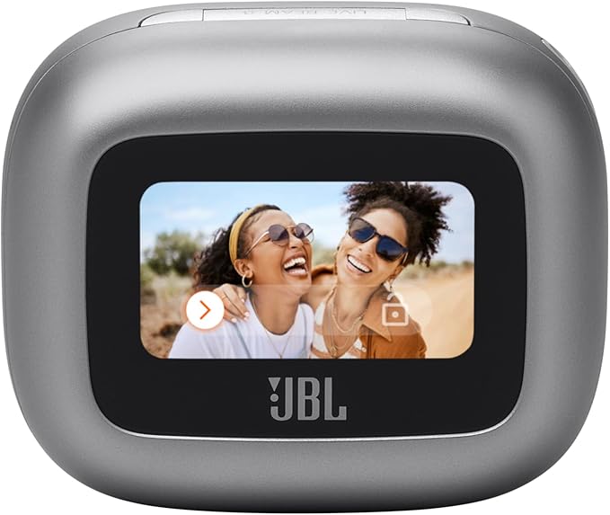 JBL Live Beam 3 - True wireless noise-cancelling stick-closed earbuds, 48Hrs total playback, Wireless Charging, 6 Mics for perfect calls, Multi-point connection, IP55 waterproof and dustproof (Silver)
