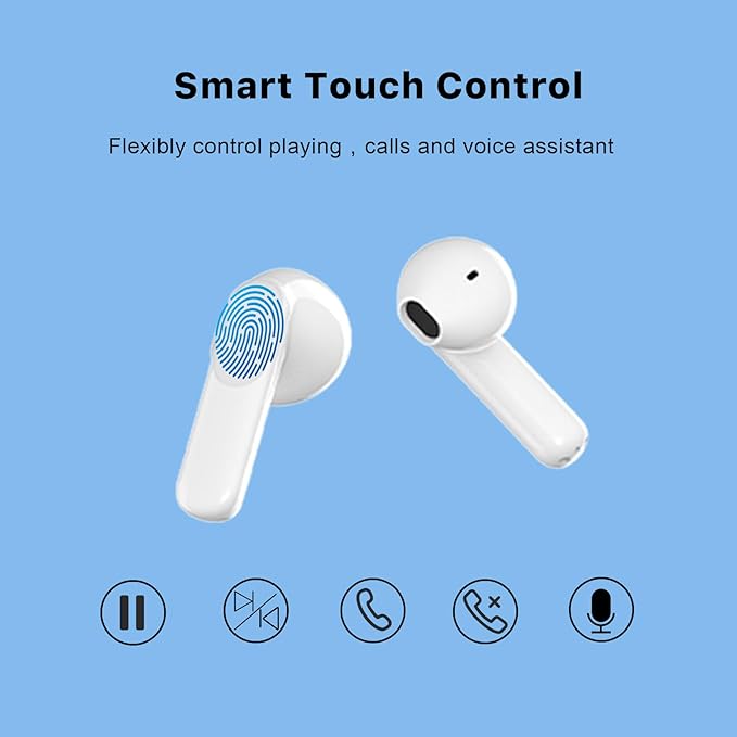 NOBIS N3601 Wireless Earbuds, Intelligent Noise Cancelling, 40H Max Playtime, Touch Control, Earphones Compatible with iPhone and Android, Idea for Listening Music and Phone Calls