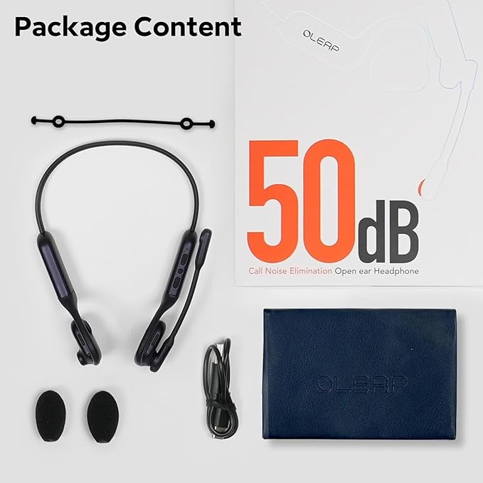 Pilot P200b Pro Wireless Headset with Mic for Work,50dB AI Noise Cancelling Microphone Headphones for Call,Bluetooth 5.3 Open Ear Computer Headset with Microphone for WFH,Mobile Office,Meetings