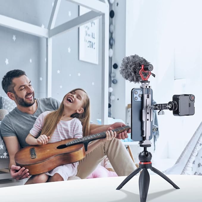 Metal Tablet Tripod Mount, 7.9-12.9in Ipad Holder, Rotatable Cold Shoe, 2 Acra Swiss QR Bracket, Universal Tablet Mount for Video Recording