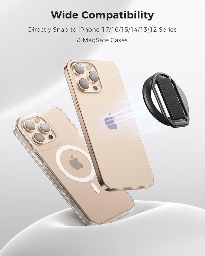 SUPERONE for MagSafe Phone Grip, Magnetic Phone Ring Holder, Magnetic Phone Grip with MagSafe Strap, Adjustable Finger Ring Grip Kickstand for iPhone 17 16 15 14 13 12 Series Mag Safe Accessories