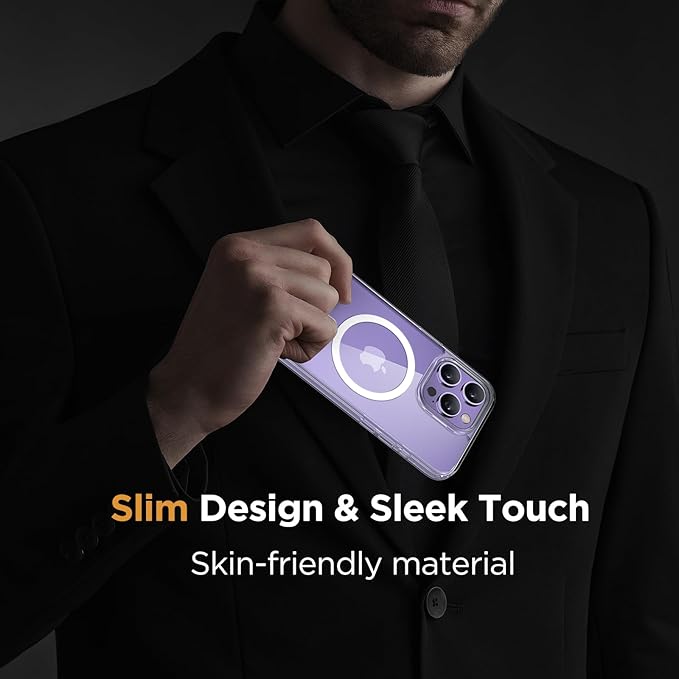 Miracase Magnetic for iPhone 14 Pro Max Case 6.7 inch (Compatible with MagSafe)(with 2X Screen Protectors) Military-Grade Protection, Anti-Fingerprint Translucent Matte Phone Case Cover, Clear