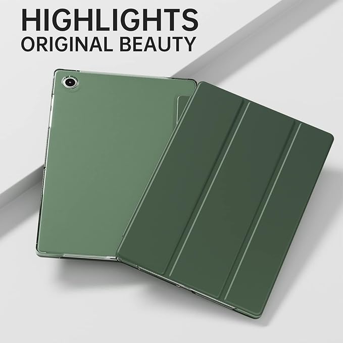 Cover for Samsung Galaxy Tab A9 Plus 11 inch Case Cover, Smart Flip Case Cover for Samsung Galaxy Tab A9+ 11 inch Translucent Back with Stylus Pen, Dark Green
