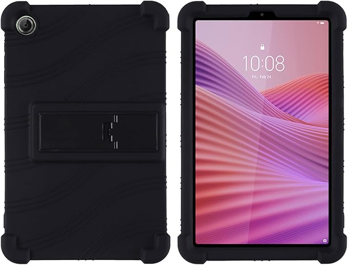 Case for Lenovo Tab One 8.7 Inch Tablet 2025 (TB305FU), Kids Friendly Soft Silicone Adjustable Stand Cover for Lenovo Tab K9 Tablet 8.7 inch Tablets (Black)